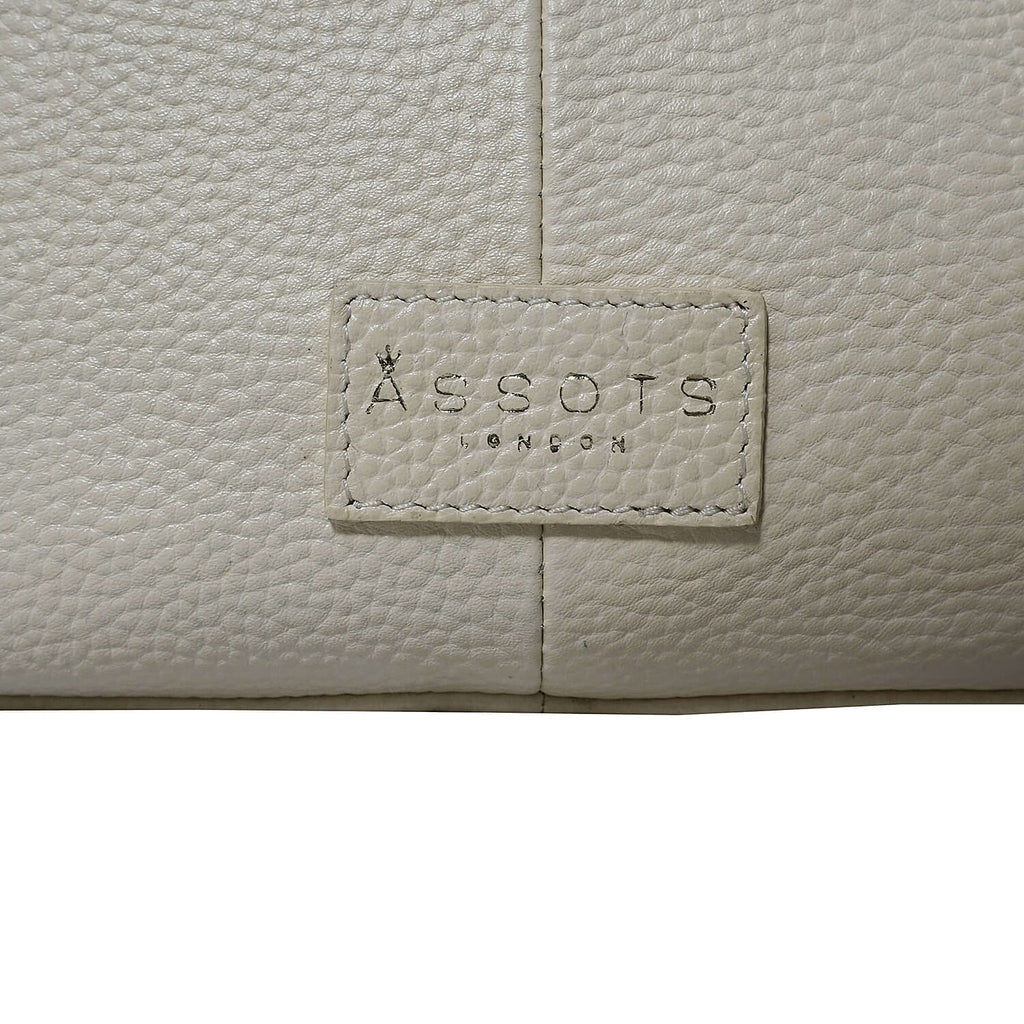 ASSOTS LONDON Pamela Genuine Pebble Grain Leather Hobo Shoulder Bag - Off White