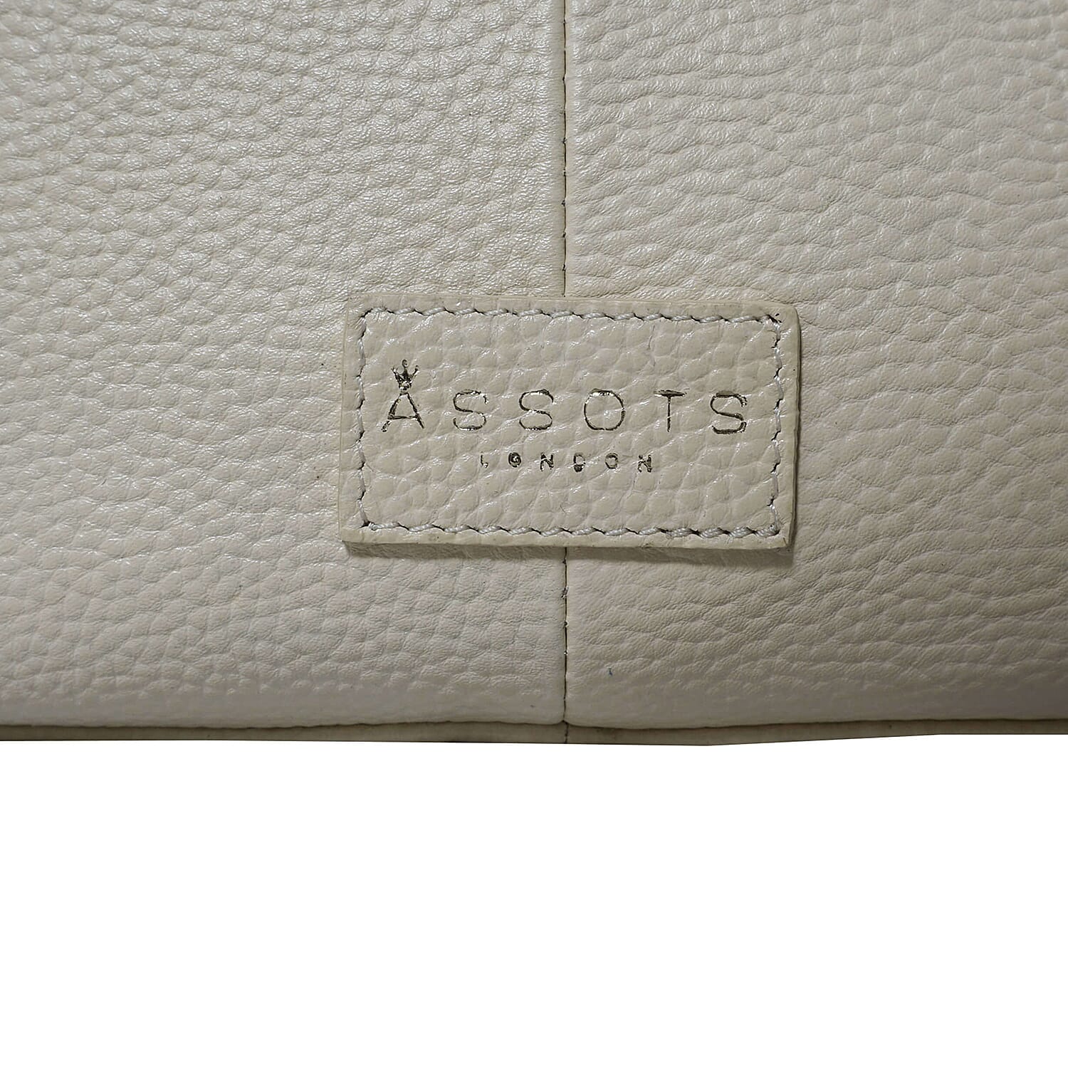 ASSOTS LONDON Pamela Genuine Pebble Grain Leather Hobo Shoulder Bag - Off White