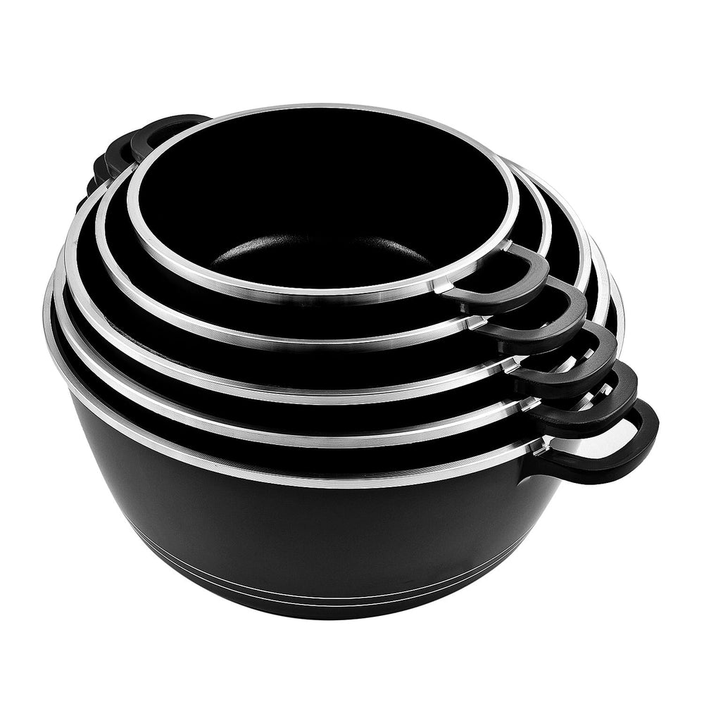 Last in Stock Deal- 10 Piece Set - Pan and Lid Set, Ceramic non-stick, Die-cast (32cm, 30cm, 28cm, 24cm, 20cm) - Black