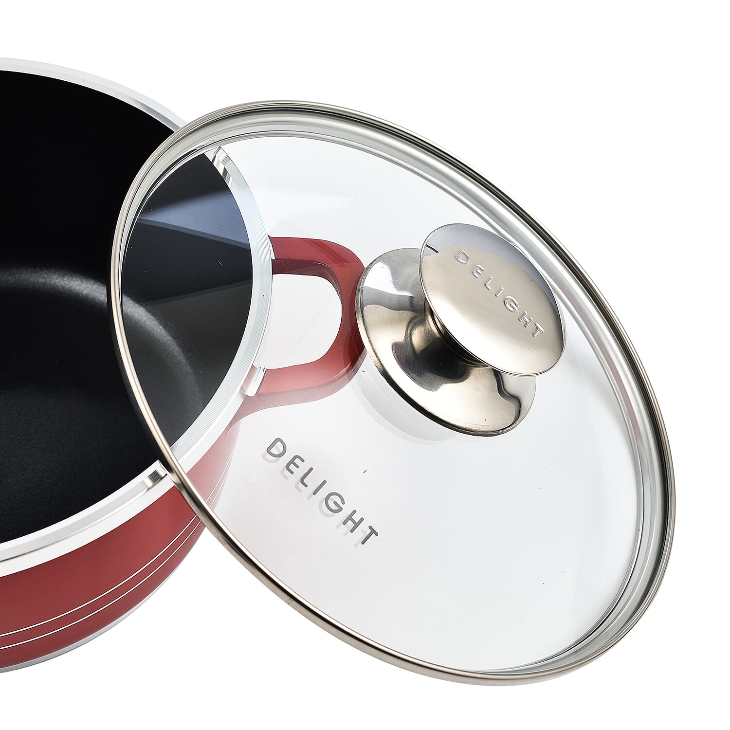 Last in Stock Deal-10 Piece Set - Pan and Lid Set, Ceramic non-stick, Die-cast (32cm, 30cm, 28cm, 24cm, 20cm) - Red
