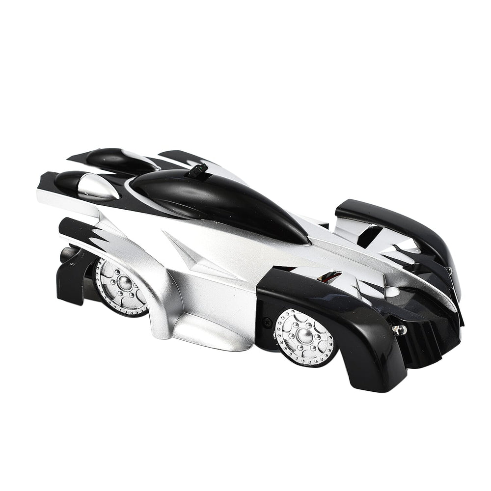 CHENBAI Remote Control Rechargeable Wall Climbing Toy Car with 360 Degree Rotation & LED Lights - Black & White