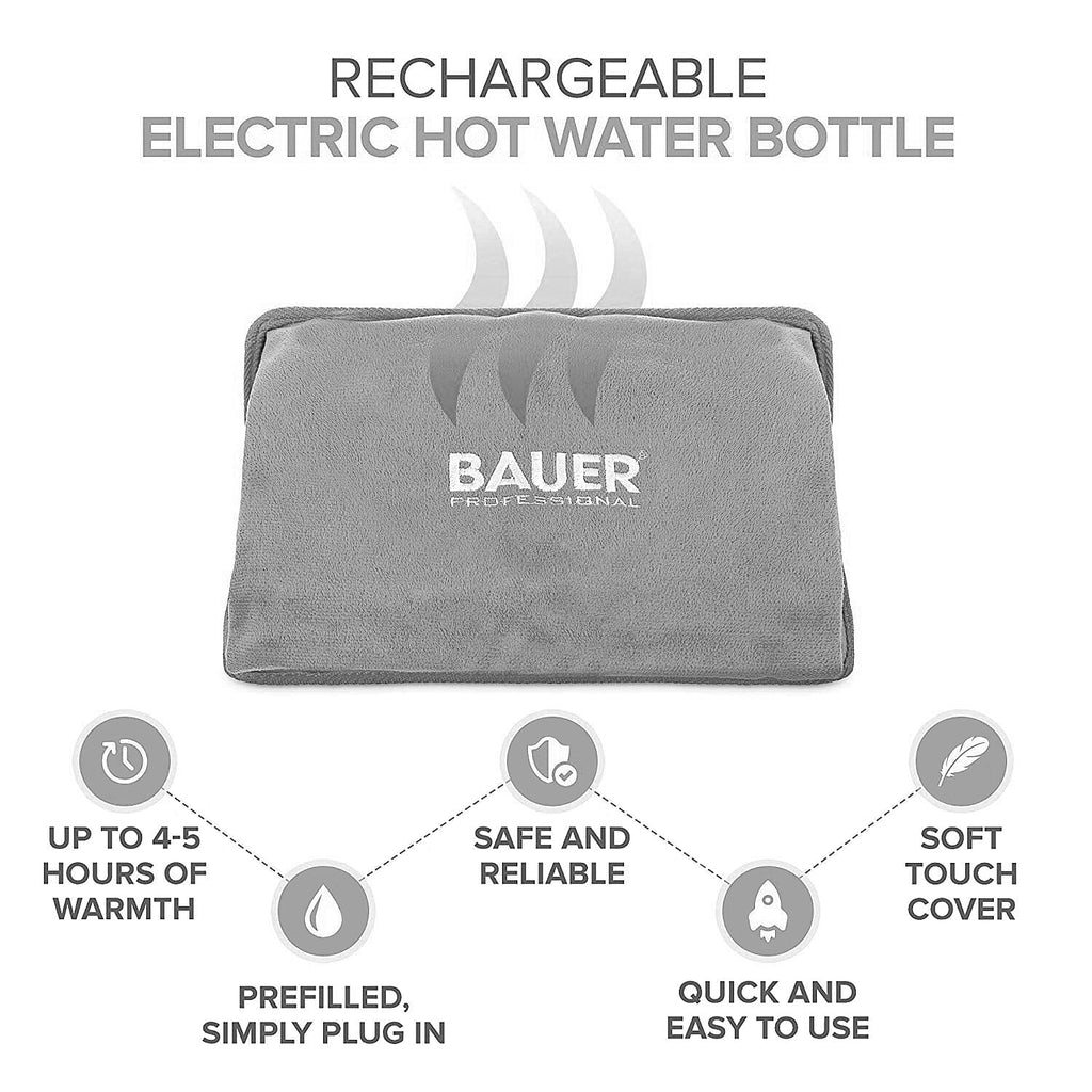 Home Essential - Bauer Rechargeable Electric Hot Water Bottle- - Grey