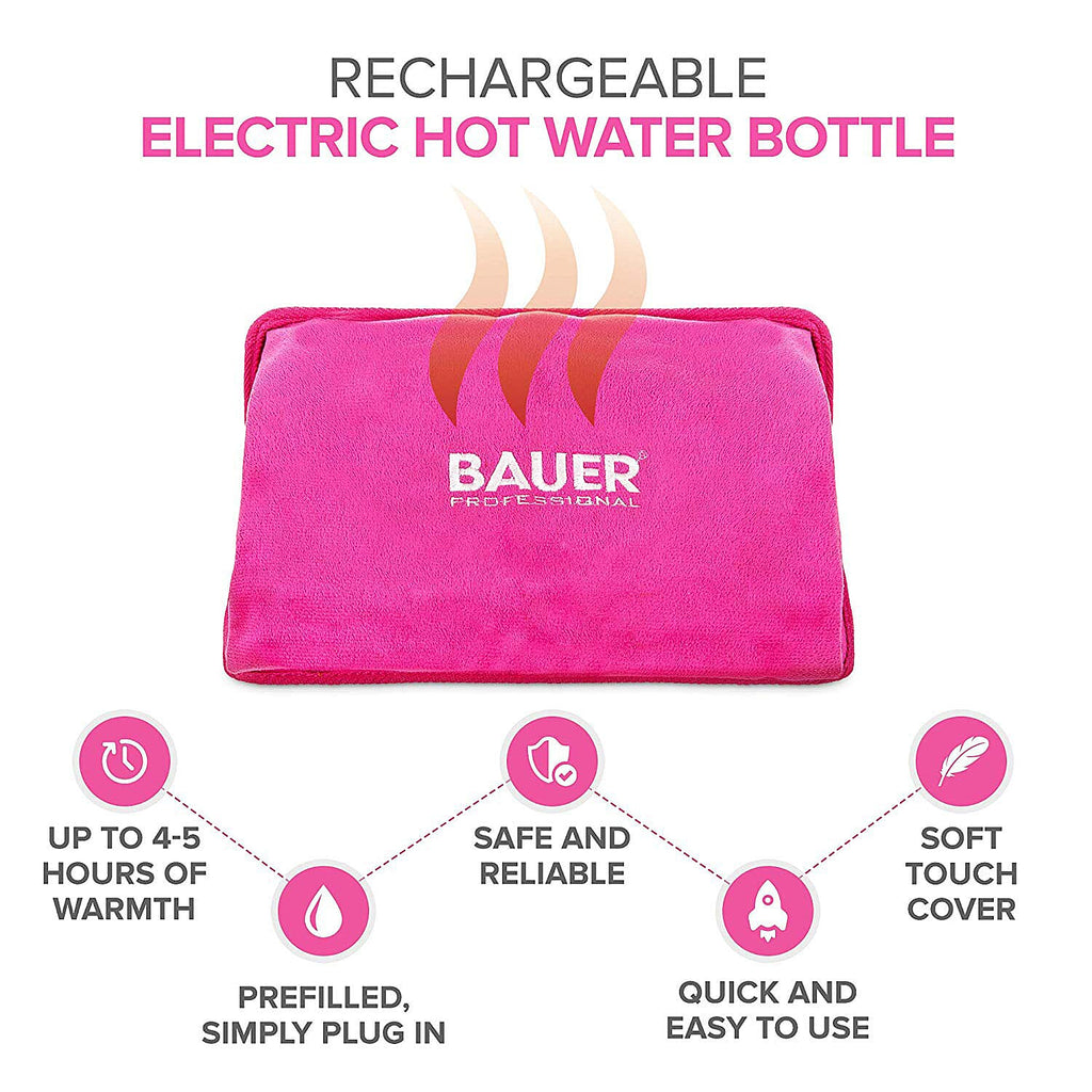 Home Essential -Bauer Rechargeable Electric Hot Water Bottle- Pink