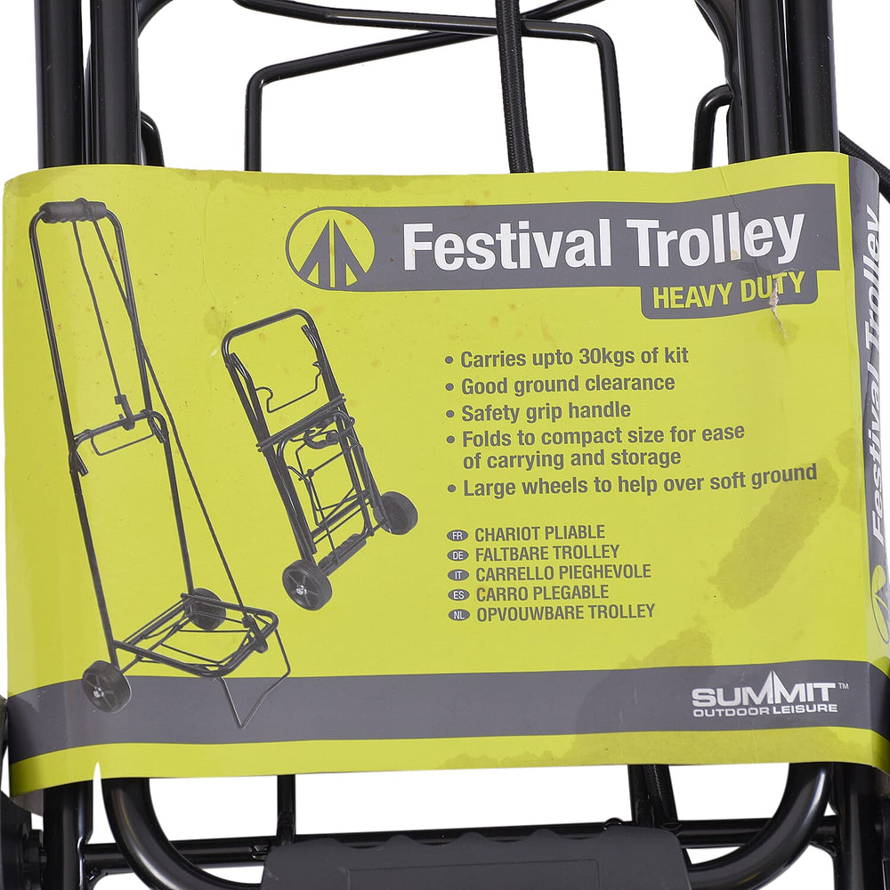 30Kg Heavy Duty Folding Metal Trolley - Black - Move With Ease - Small White Goods, Garden Pots, Compost, Shopping, Boxes, Festival Trolley.