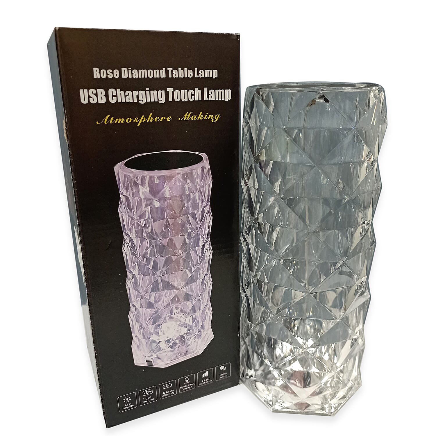 Diamond Pattern Rechargeable Touch Table Lamp
