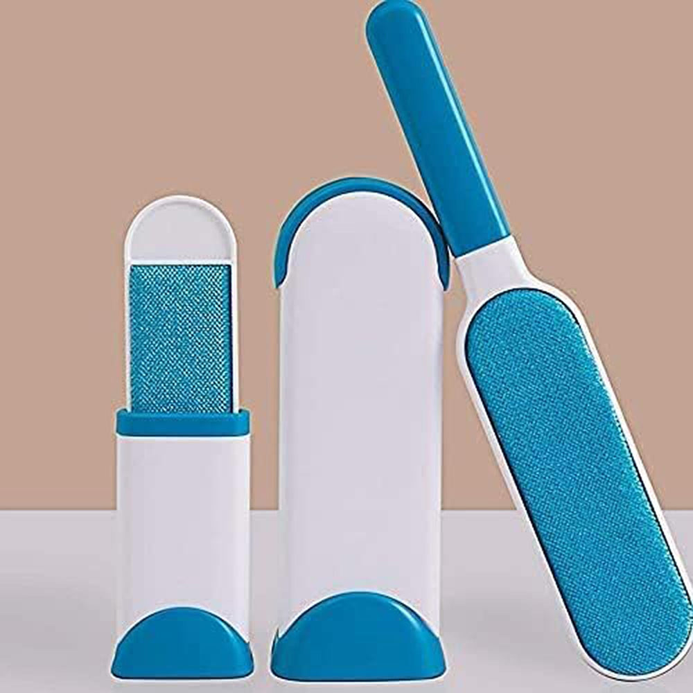 Pet Hair Remover - Lint Removers with Standard and Travel Size Lint Remover Brush - Remove Cat and Dog Hair, Lint from Carpet - White - Blue