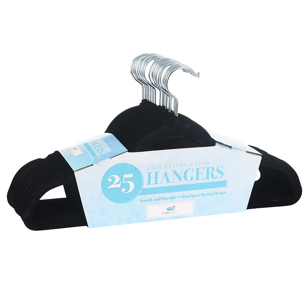 Pack of 25 - Black Velvet Space Saving Hangers