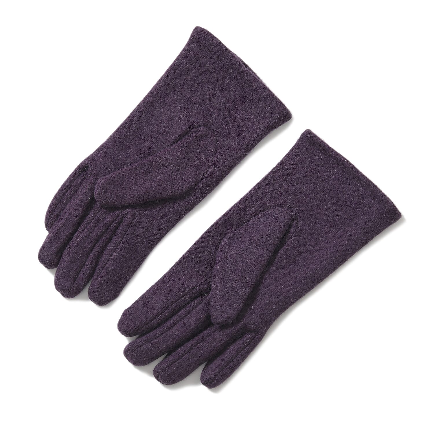 2 Piece Cashmere Set- Crystal Pattern Hat and Gloves - Purple
