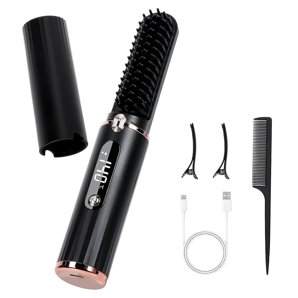 Aceshop Cordless Hair Straightener Brush - Black