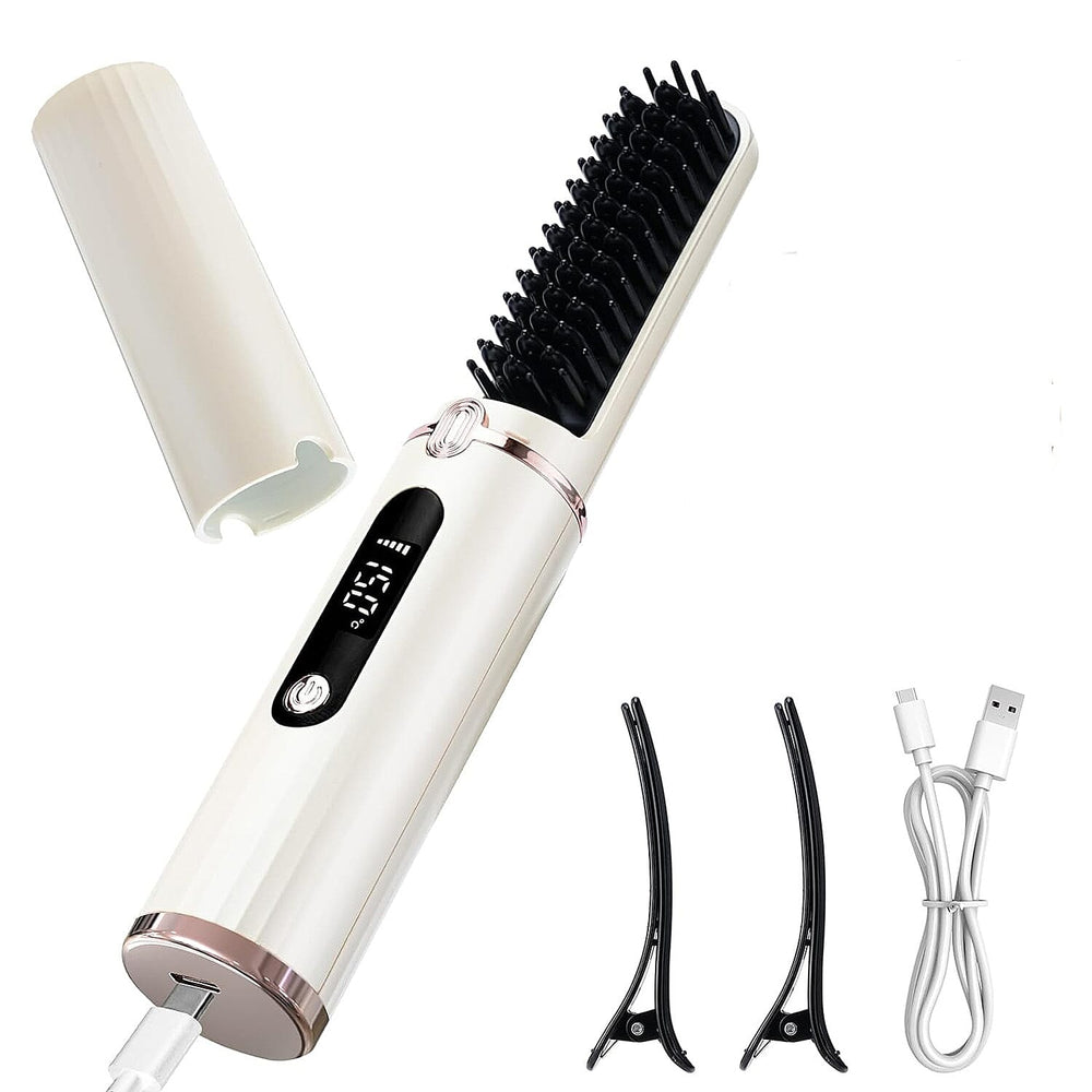 Aceshop Cordless Hair Straightener Brush - White