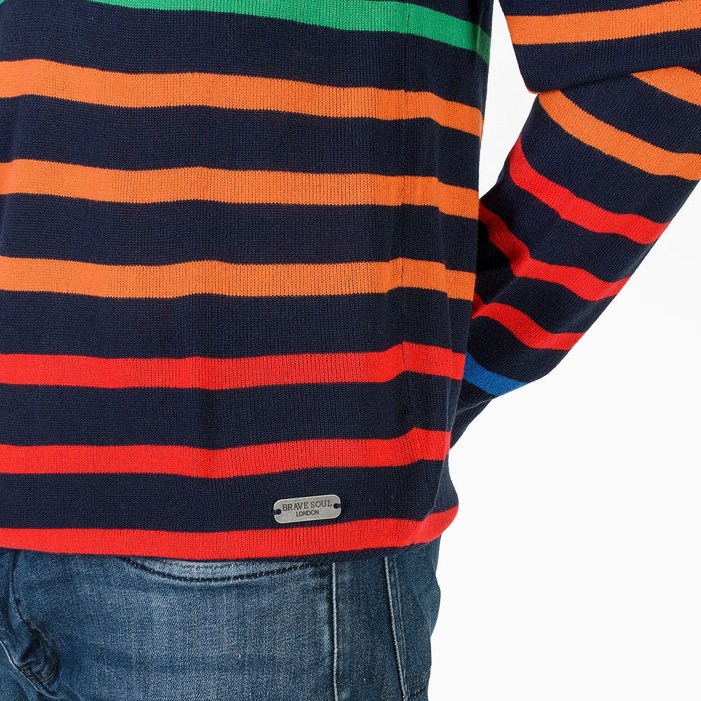 Brave Soul Stripped Jumper - Black