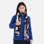 Closeout Deal Super Soft Cat Print Shawl - Black & Beige