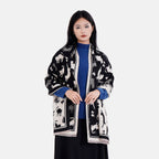 Closeout Deal Super Soft Cat Print Shawl - Black & Beige