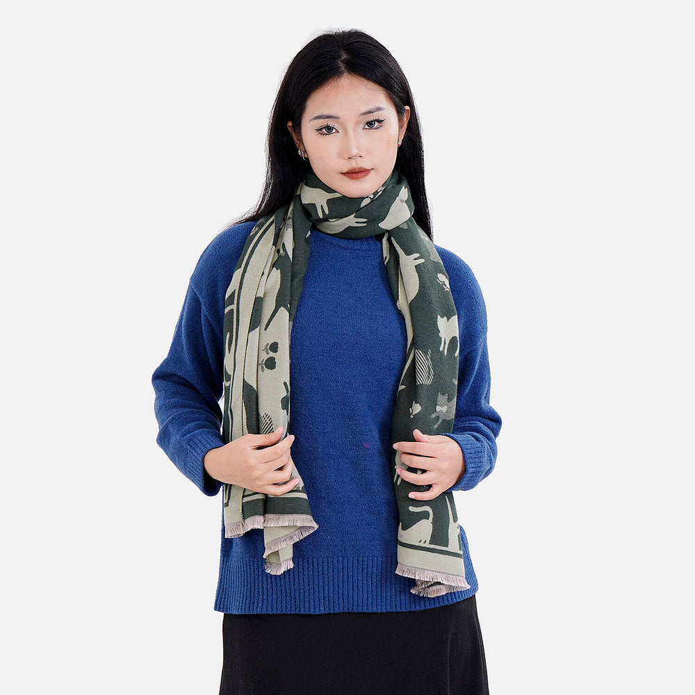 Closeout Deal Animal Pattern Super Soft Shawl (One Size, 200x68cm) - Dark Green