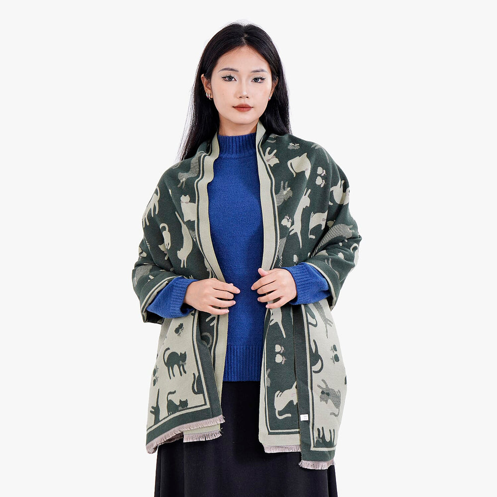 Closeout Deal Animal Pattern Super Soft Shawl (One Size, 200x68cm) - Dark Green