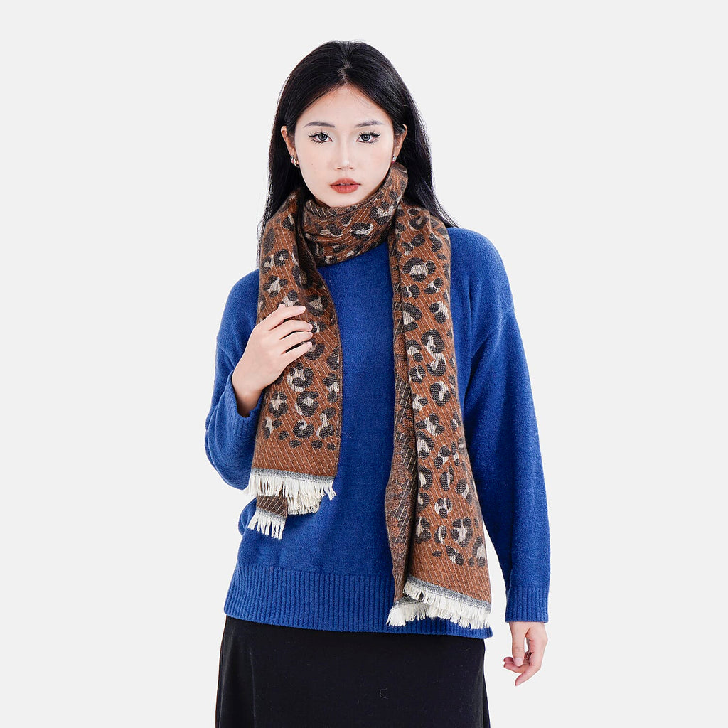Closeout Deal Leopard Pattern Super Soft Shawl (One Size, 200x68cm) - Brown