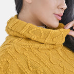 Knitted Rolled Neck Tabard (One Size) - Yellow