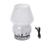 Adorable Mushroom Shaped Touch Control Rechargeable LED Glass Mushroom Table Lampwith 3 Light Modes - Droplet