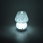 Adorable Mushroom Shaped Touch Control Rechargeable LED Glass Mushroom Table Lampwith 3 Light Modes - Droplet