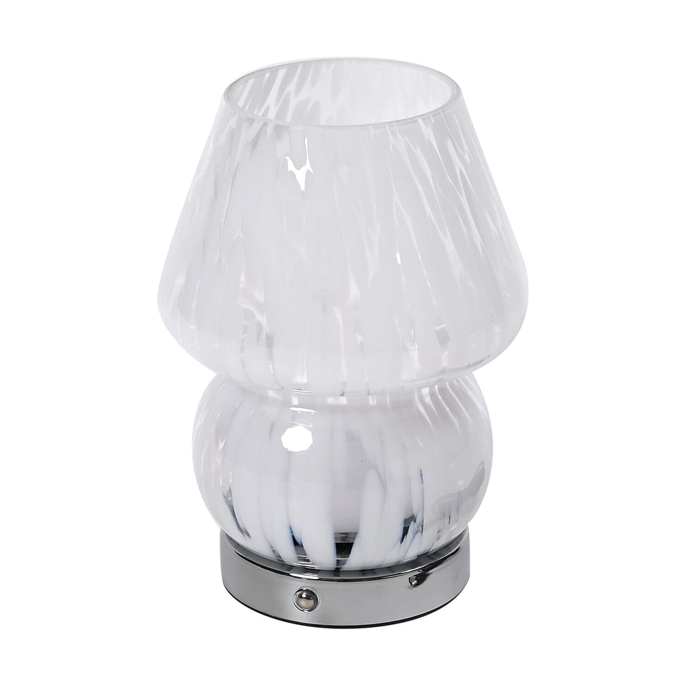 Adorable Mushroom Shaped Touch Control Rechargeable LED Glass Mushroom Table Lampwith 3 Light Modes - Droplet