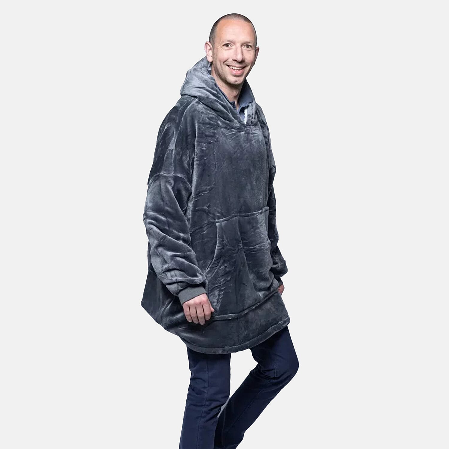 Closeout Deal- Adult Oversized Double layer  Hoodie Blanket (One Size) - Charcoal