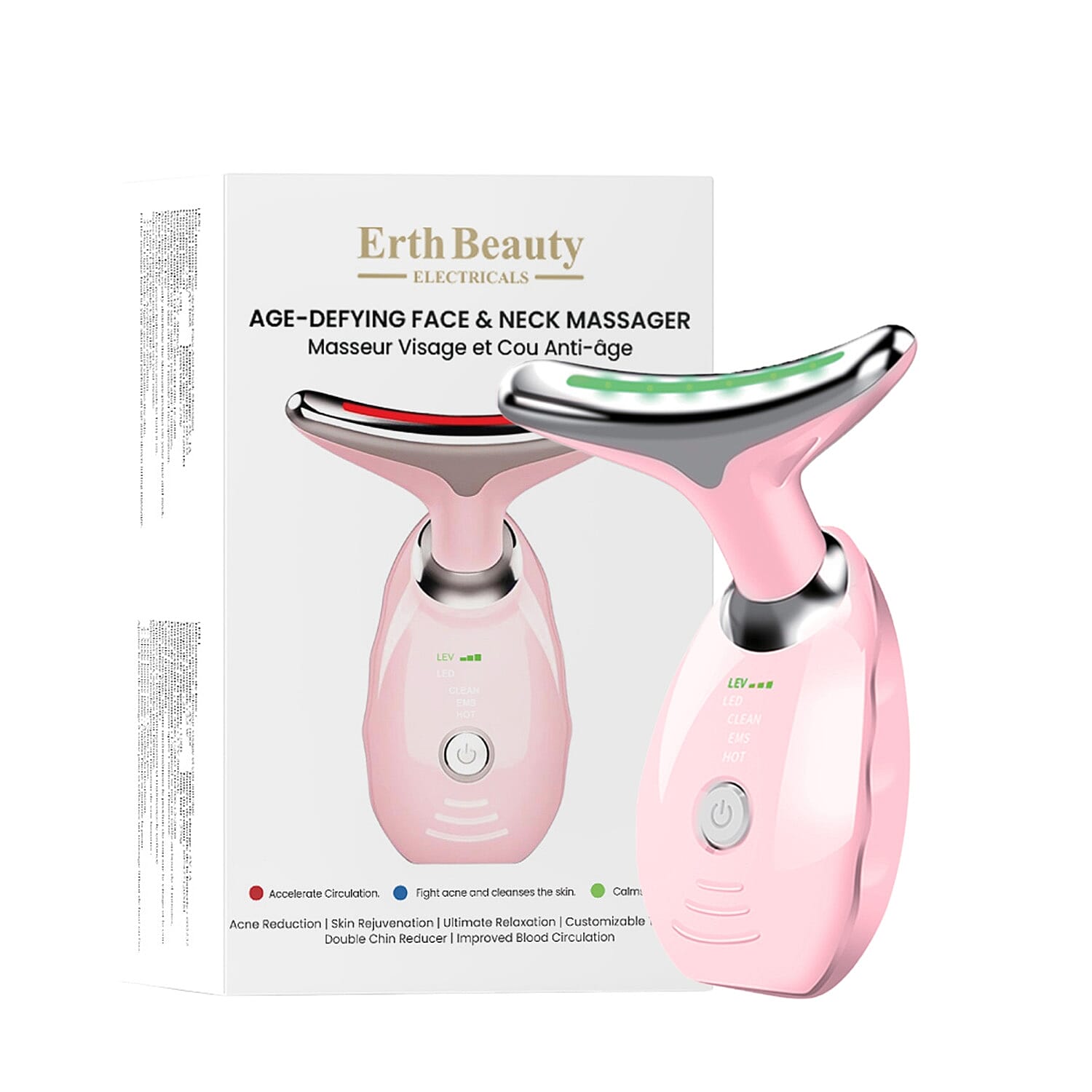 ErthSkin Age-Defying Face And Neck Massager - Pink