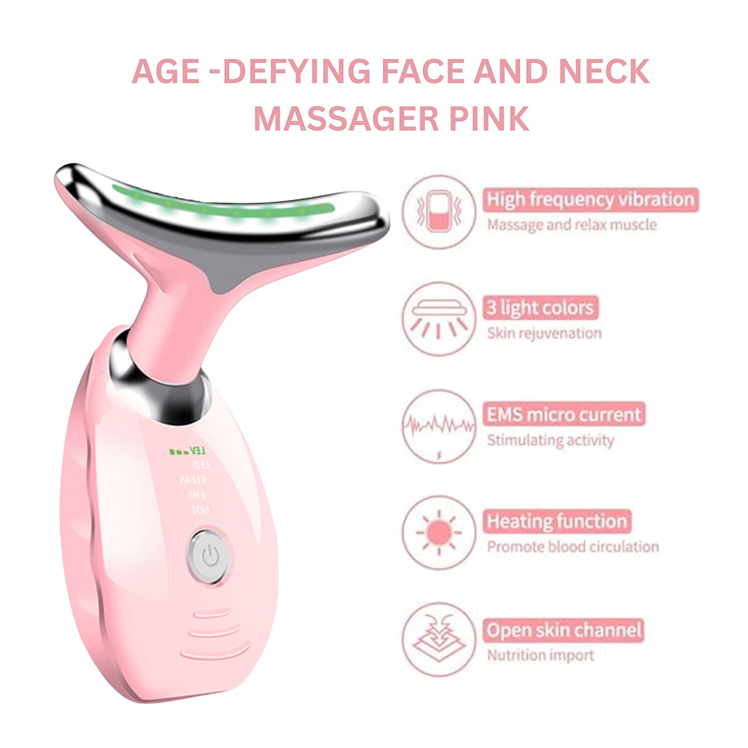 ErthSkin Age-Defying Face And Neck Massager - Pink