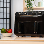 Homesmart Dual Air Fryer - Air Fry, Roast, Bake, Reheat - Uses little to no oil, Dishwasher Safe  (4L-4L Draws - 2x1400W) - Black