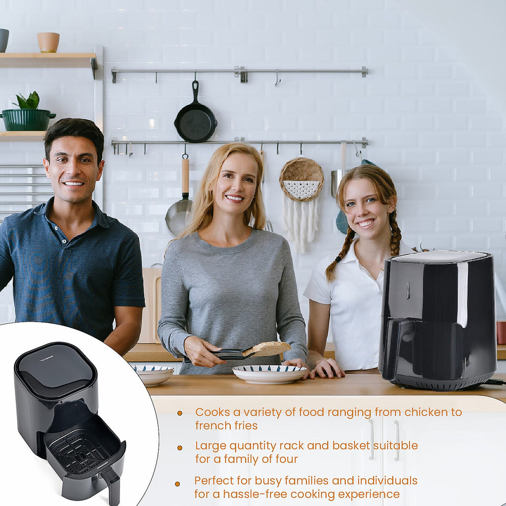 Homesmart Digital Air Fryer (4L,1200W) - Roasts, Bakes and Grills Faster With Less Fat -  Black