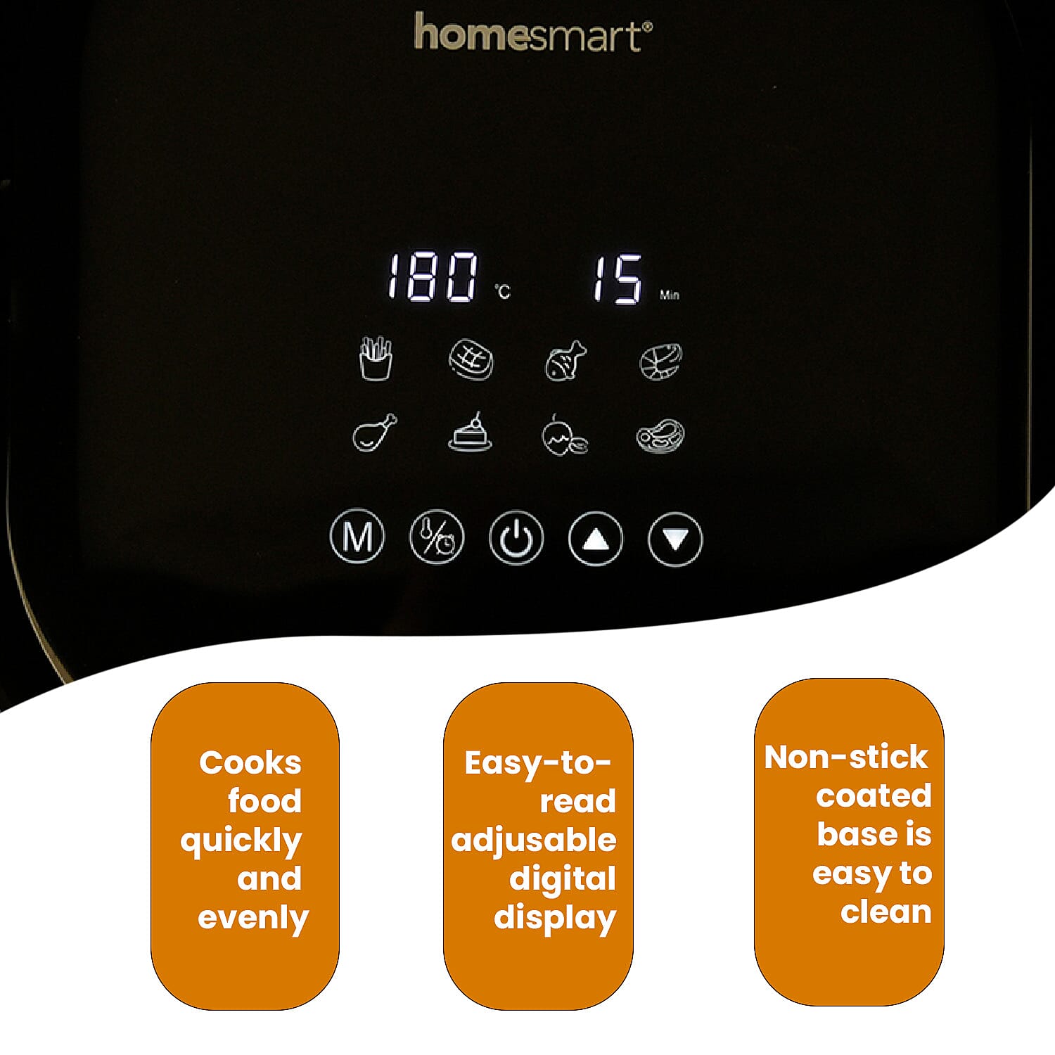 Homesmart Digital Air Fryer (4L,1200W) - Roasts, Bakes and Grills Faster With Less Fat -  Black