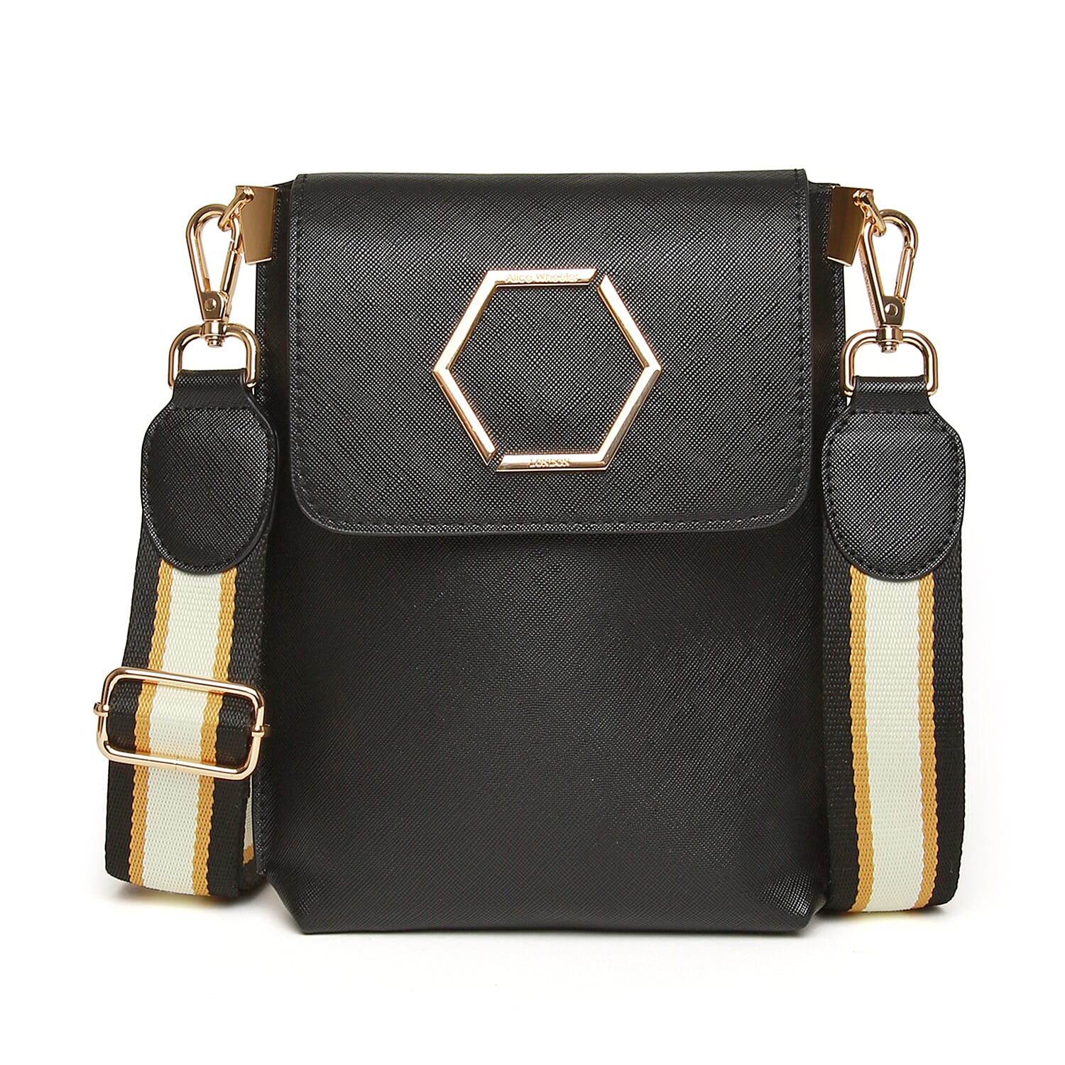 Alice Wheeler Brompton Honeycomb Crossbody Bag - Black