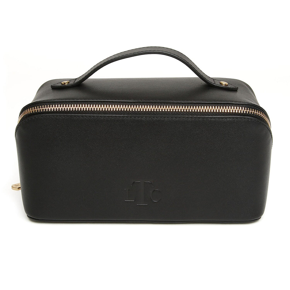Alice Wheeler Leather Train Case - Black