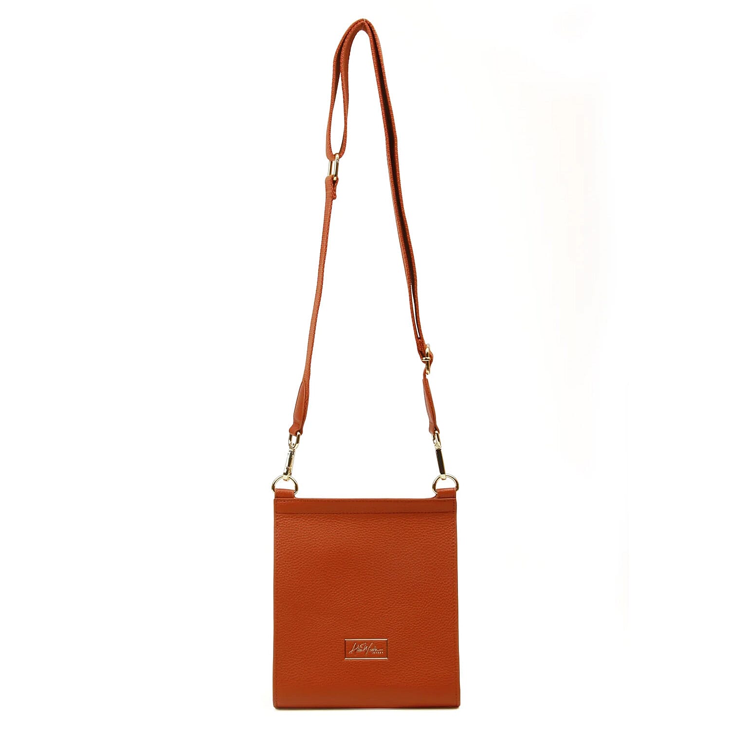 Alice Wheeler London Bloomsbury Vegan Leather Crossbody Bag - Adjustable Strap & Bee Insignia - Tan