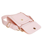 Alice Wheeler London Bloomsbury Vegan Leather Crossbody Bag - Adjustable Strap & Bee Insignia - Pastel Pink