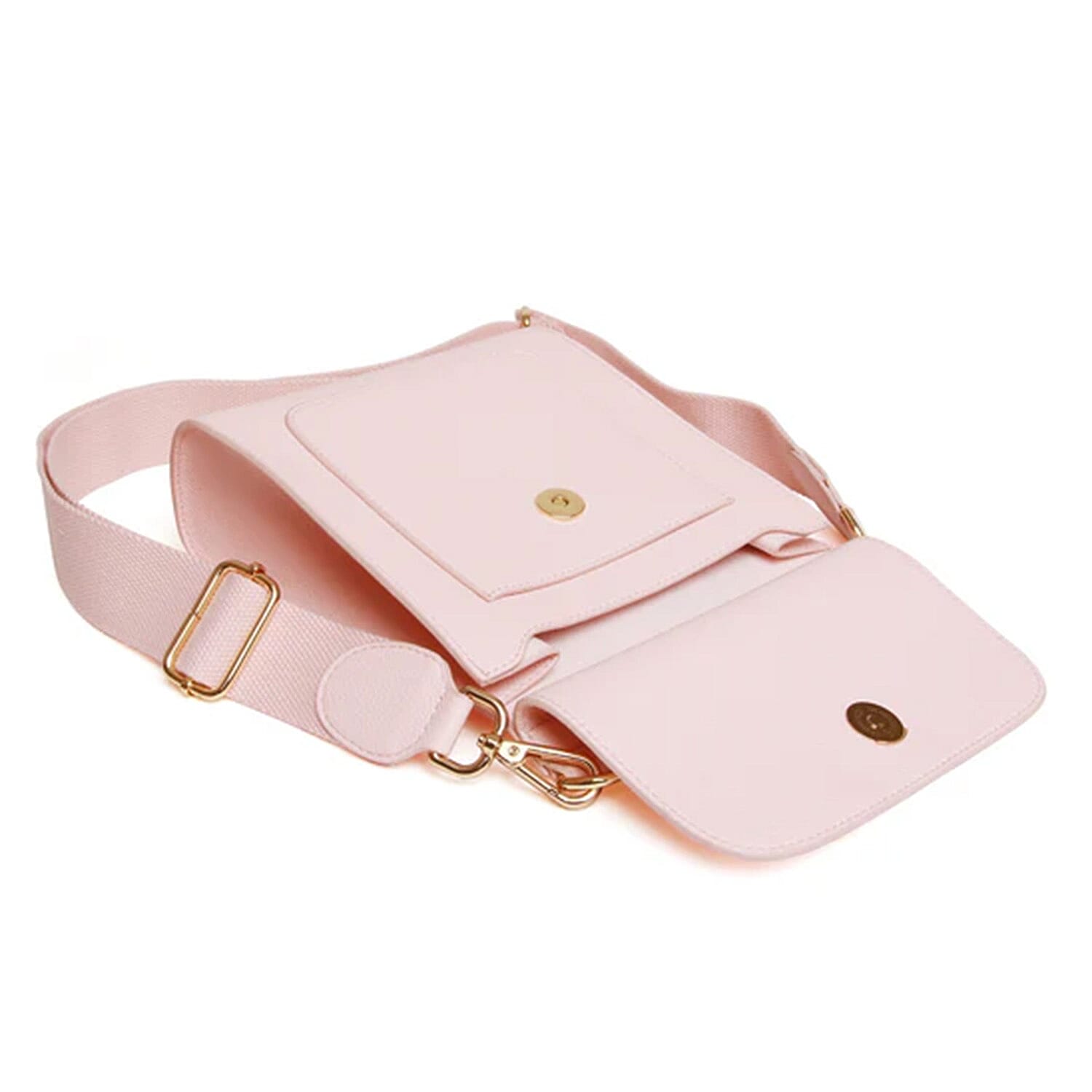 Alice Wheeler London Bloomsbury Vegan Leather Crossbody Bag - Adjustable Strap & Bee Insignia - Pastel Pink