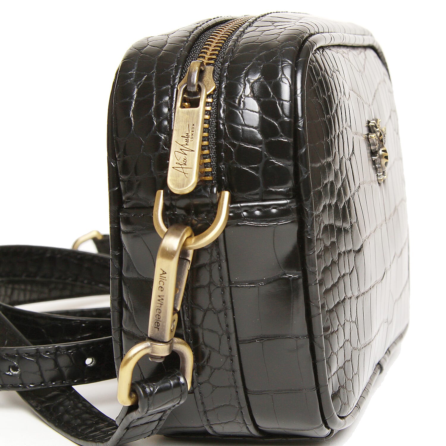 Alice Wheeler Mini SOHO Crossbody Bag - Black Croc