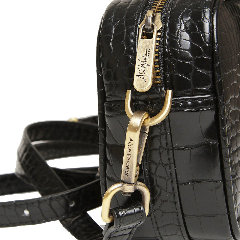 Alice Wheeler Mini SOHO Crossbody Bag - Black Croc