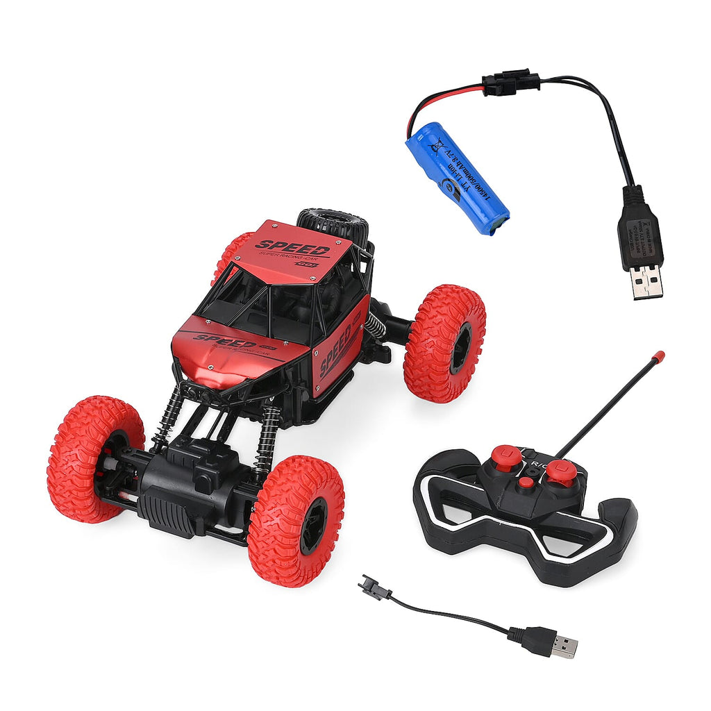 All-Terrain Die-Cast R-C Climbing Car - Rubber Tyres, Shock Absorbers - Red