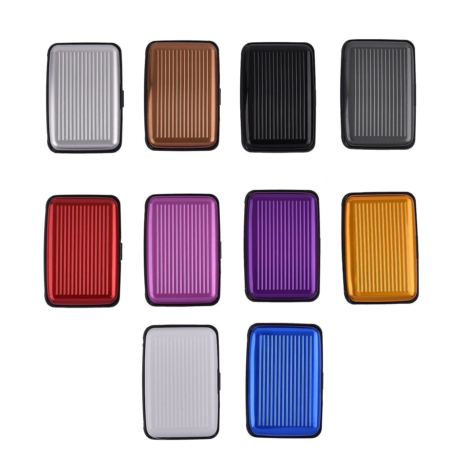 Set of 10 RFID Blocking Card Holder - Light Grey, Brown - Multi