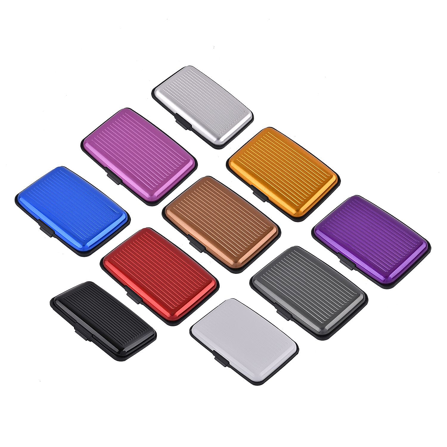 Set of 10 RFID Blocking Card Holder - Light Grey, Brown - Multi