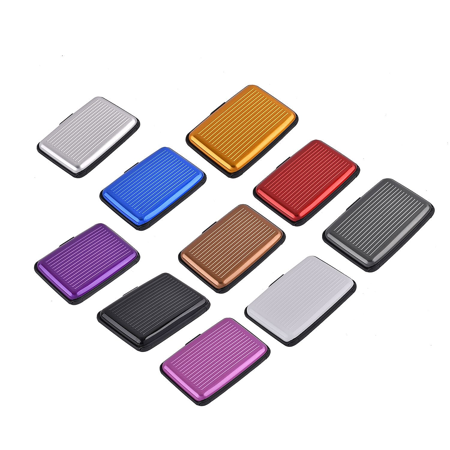 Set of 10 RFID Blocking Card Holder - Light Grey, Brown - Multi