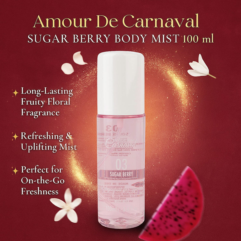 Laurelle Amour De Carnaval - Sugar Berry Luxurious 3 Piece Gift Set (300mL Body Wash, 100mL Body Mist, 240mL Body Lotion) - Dragonfruit & Jasmine Scent