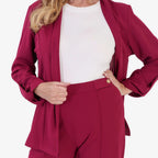 Anamor Crepe Ruched Sleeve Lapel Blazer With Gold Button Detail (Size L) - White