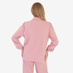 Anamor Crepe Ruched Sleeve Lapel Blazer With Gold Button Detail (Size XL) - Dusty Pink