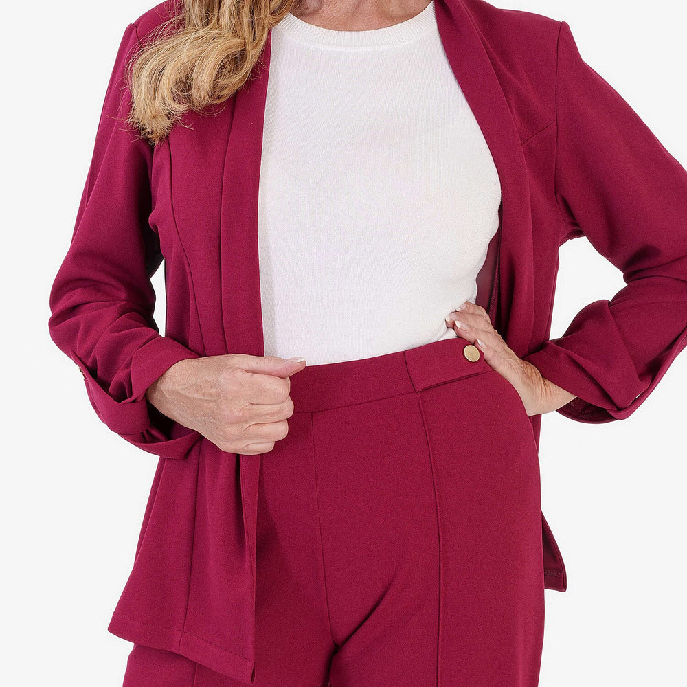 Anamor Crepe Ruched Sleeve Lapel Blazer With Gold Button Detail (Size XXL) - White