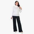 BLACK FRIDAY MEGA LAUNCH - Anamor Cable Knit Splitneck Jumper With Gold Button Sleeve (Size S) - Ivory