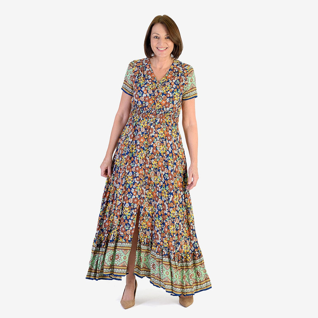 Anamor Rayon Woven Dress (Size - 12) - Green