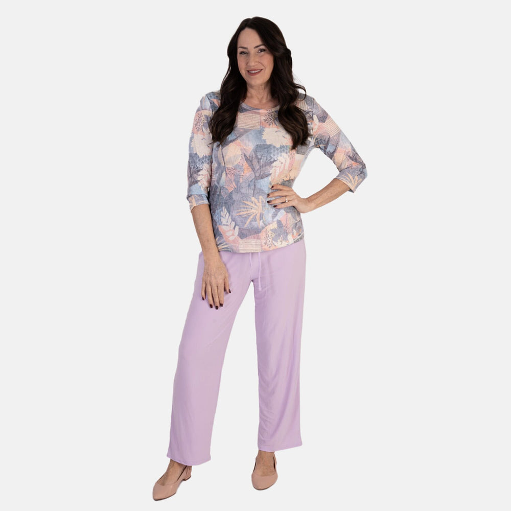 Anamor Ity Ankle Grazer Trouser With Drawstring Waist (Size L-XL) - Lilac