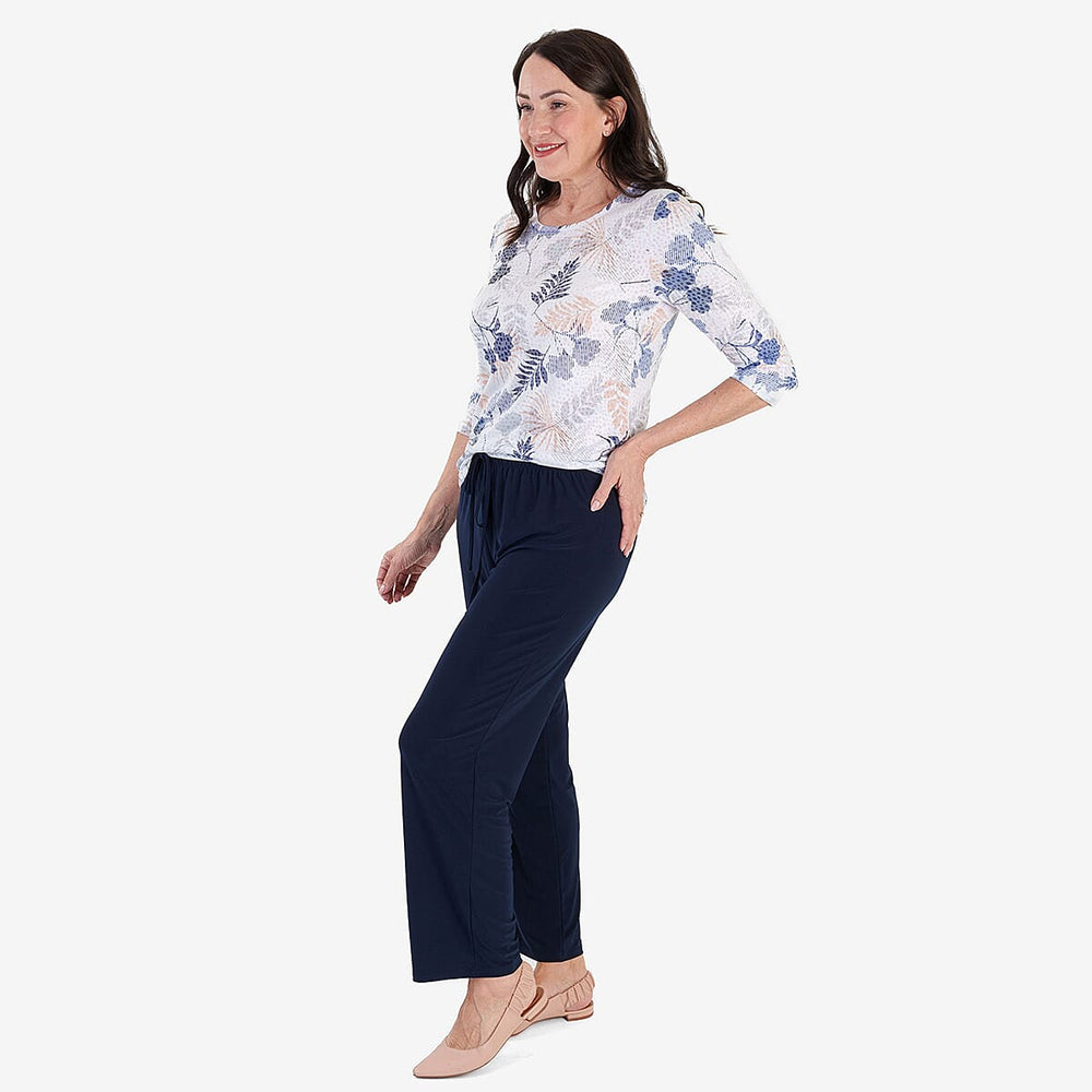 Anamor Ity Ankle Grazer Trouser With Drawstring Waist (Size L-XL) - Navy