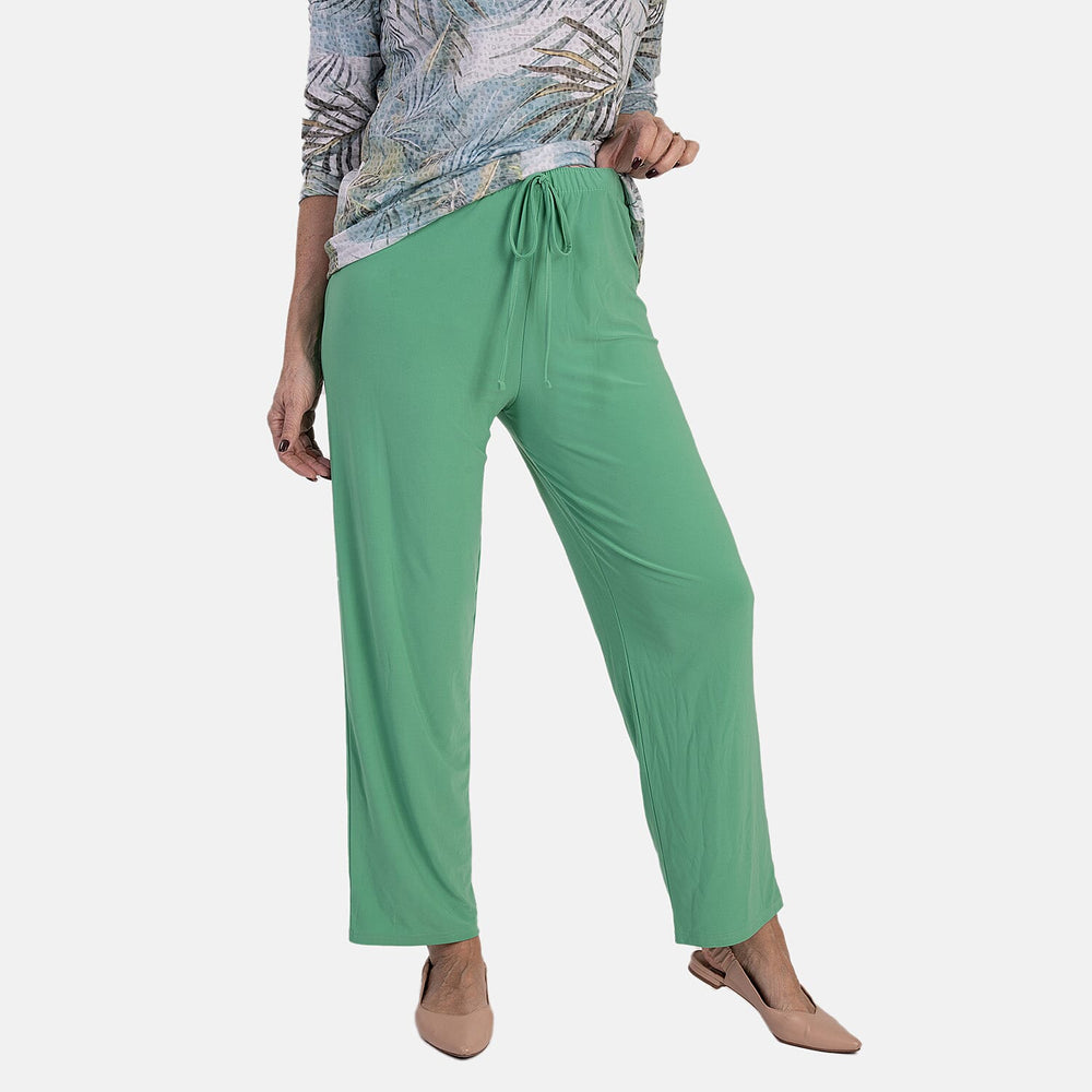 Anamor Ity Ankle Grazer Trouser With Drawstring Waist (Size S-M) - Aqua Leaf